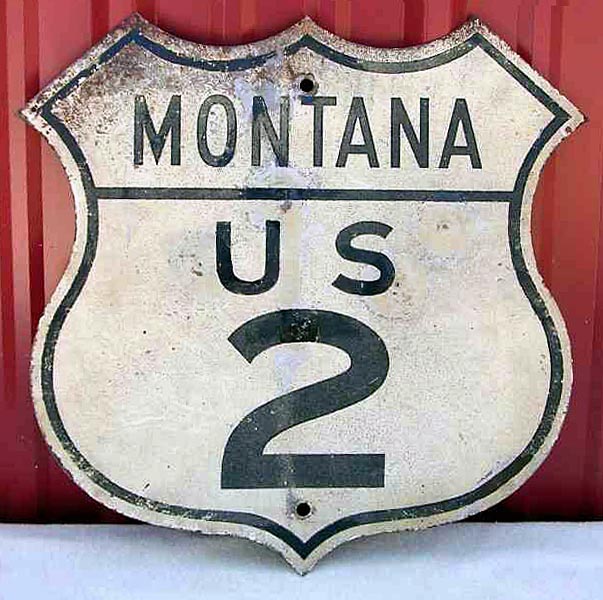Montana U.S. Highway 2 sign.
