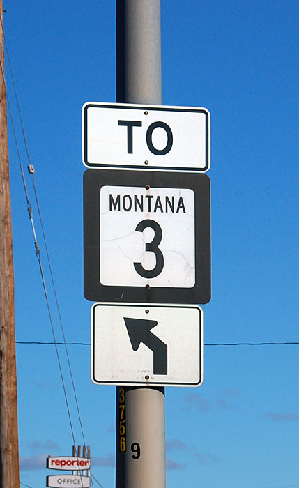 Montana State Highway 3 sign.