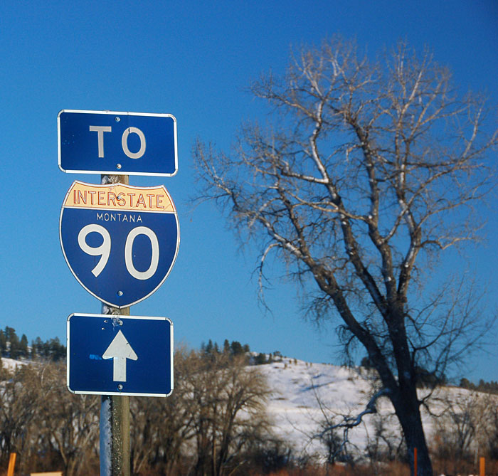 Montana Interstate 90 sign.