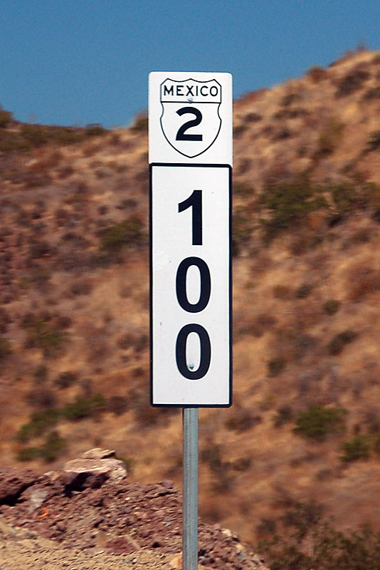 Mexico Federal Highway 2 sign.