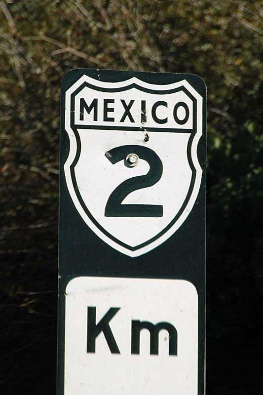 Mexico Federal Highway 2 sign.
