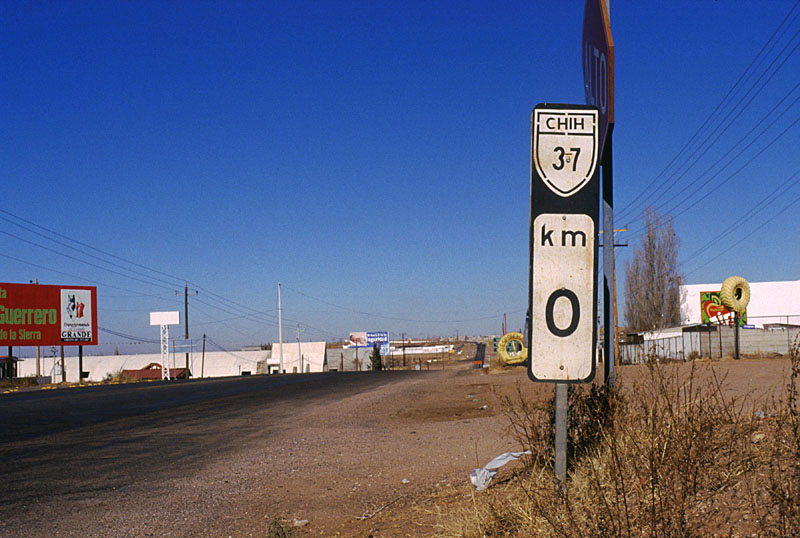 Mexico Chihuahua state highway 37 sign.
