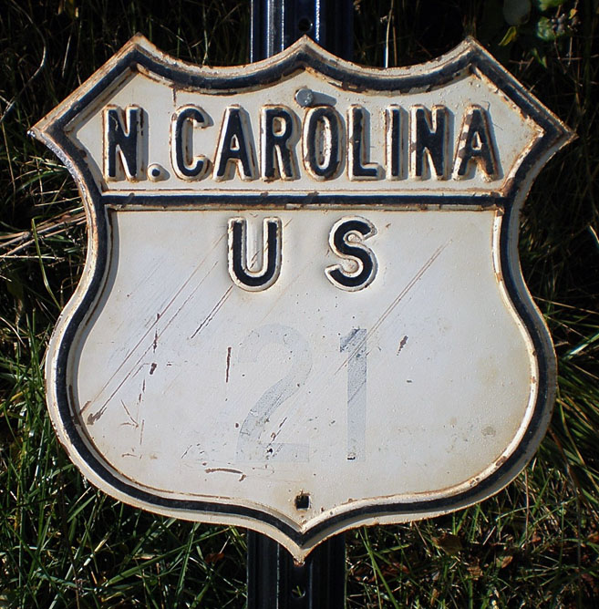North Carolina U.S. Highway 21 sign.