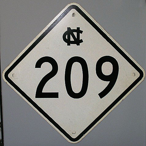 North Carolina State Highway 209 sign.