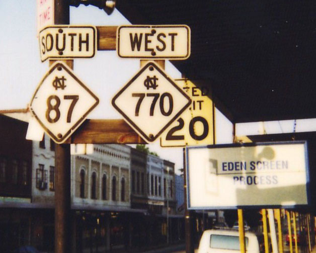 North Carolina - State Highway 87 and State Highway 770 sign.