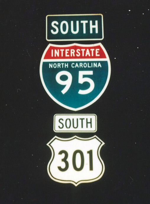 North Carolina - U.S. Highway 301 and Interstate 95 sign.