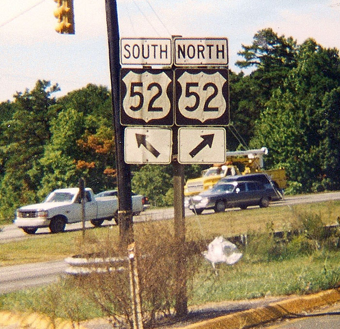 North Carolina U.S. Highway 52 sign.