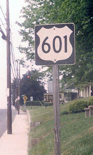 North Carolina U.S. Highway 601 sign.
