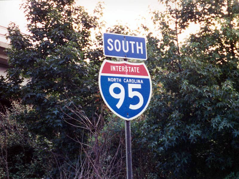 North Carolina Interstate 95 sign.