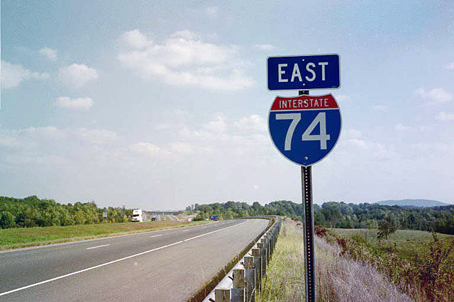 North Carolina Interstate 74 sign.