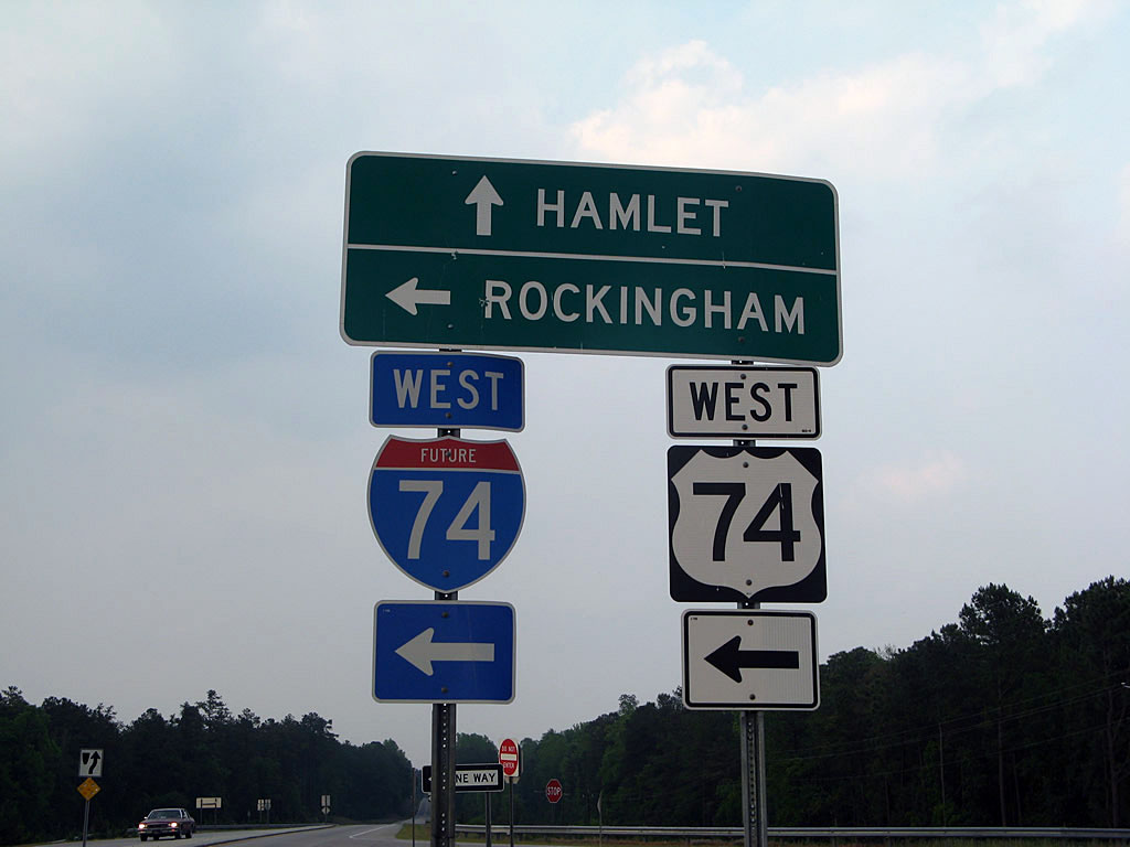 North Carolina - Interstate 74 and U.S. Highway 74 sign.