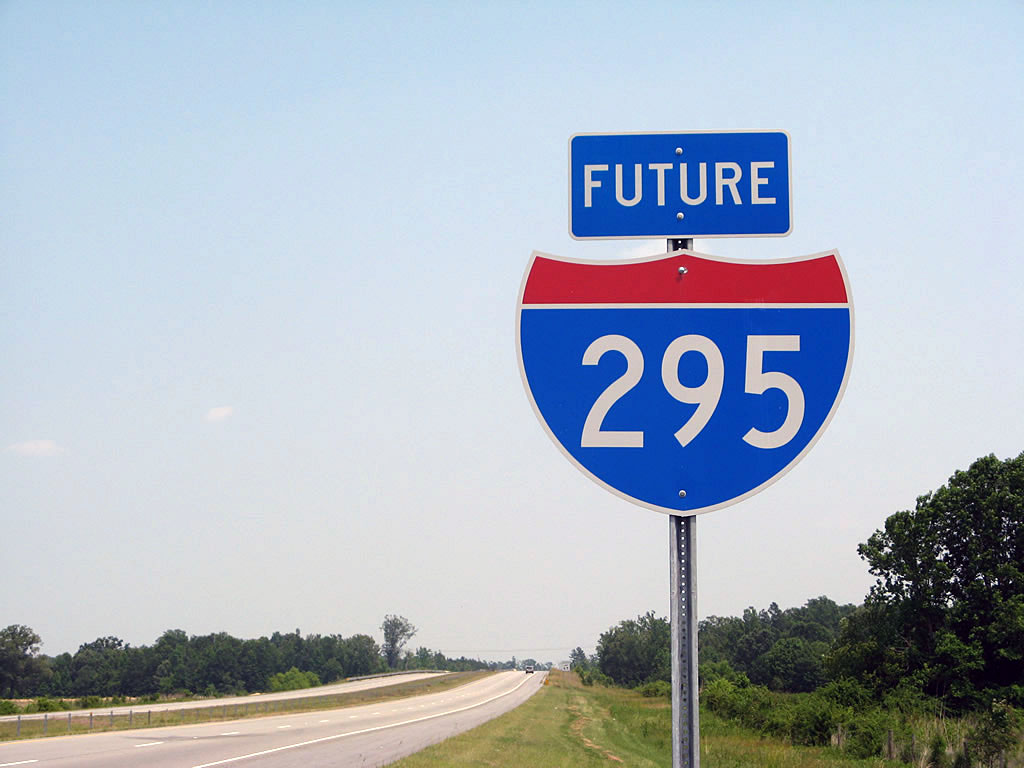 North Carolina future interstate highway 295 sign.