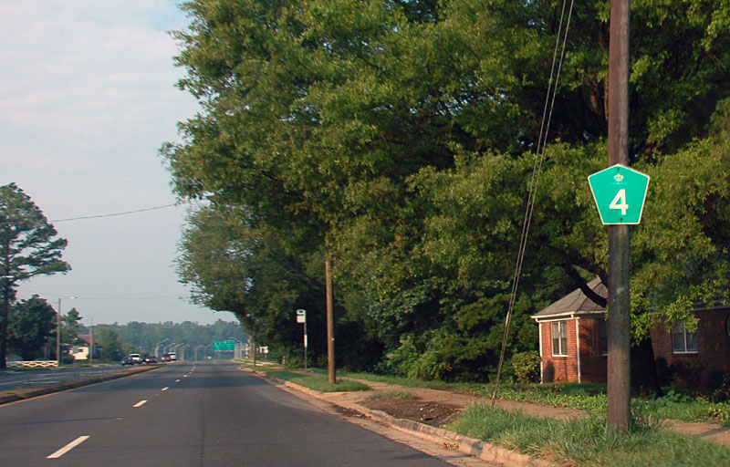 North Carolina Charlotte city route 4 sign.