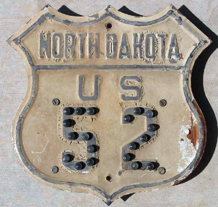 North Dakota U.S. Highway 52 sign.