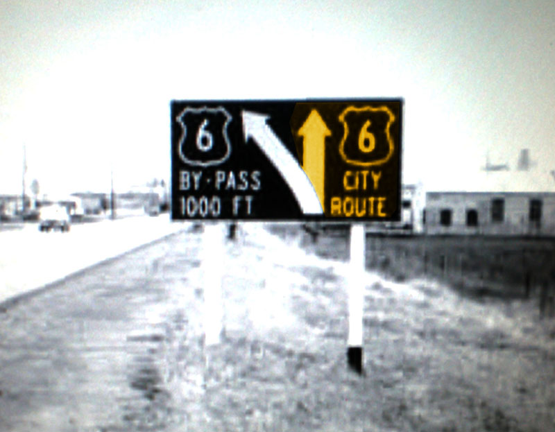 Nebraska - city route U. S. highway 6 and U.S. Highway 6 sign.