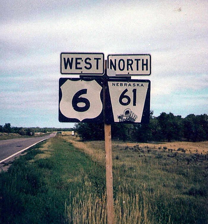 Nebraska - State Highway 61 and U.S. Highway 6 sign.