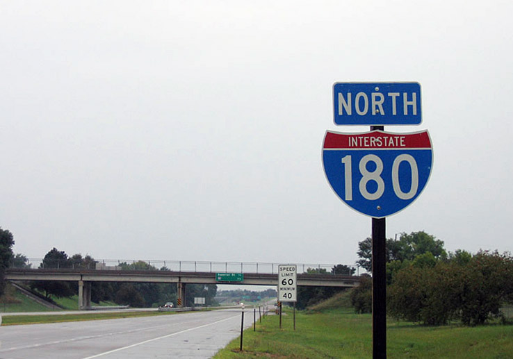 Nebraska Interstate 180 sign.