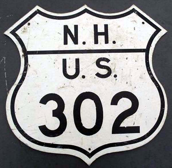 New Hampshire U.S. Highway 302 sign.