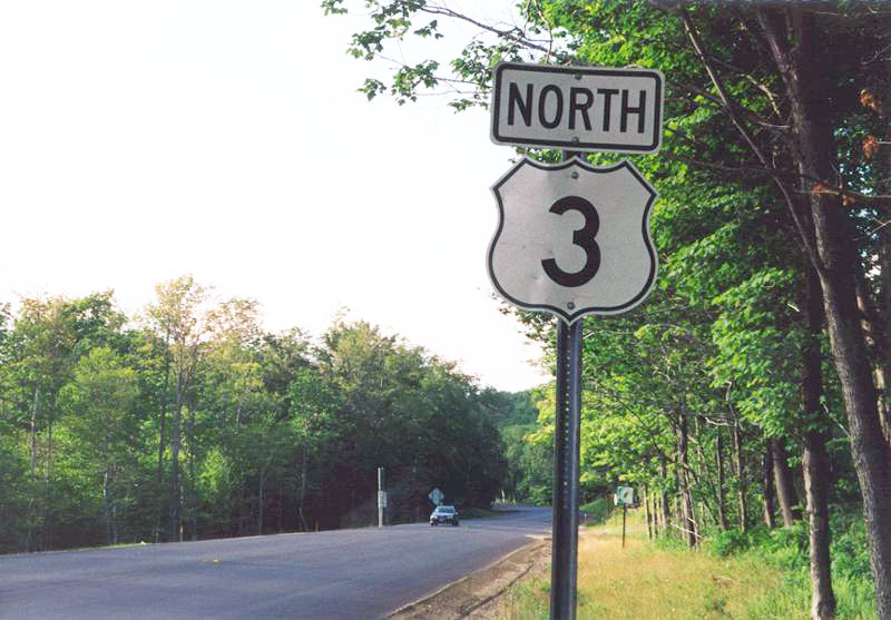 New Hampshire U.S. Highway 3 sign.