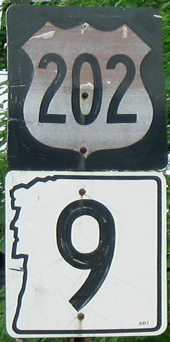 New Hampshire - State Highway 9 and U.S. Highway 202 sign.