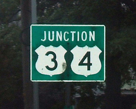 New Hampshire - U.S. Highway 4 and U.S. Highway 3 sign.