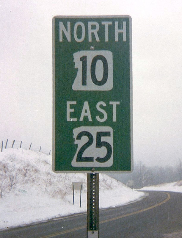 New Hampshire - State Highway 25 and State Highway 10 sign.