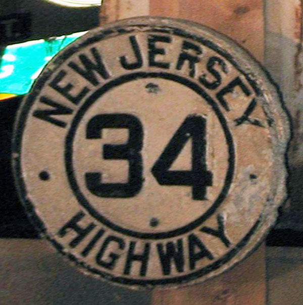 New Jersey State Highway 34 sign.