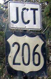 New Jersey U.S. Highway 206 sign.