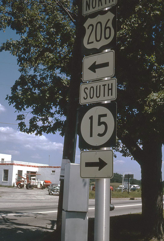 New Jersey - U.S. Highway 206 and State Highway 15 sign.