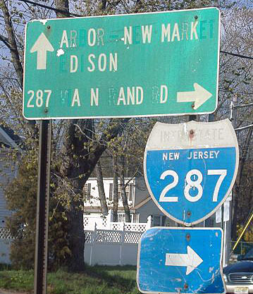 New Jersey Interstate 287 sign.