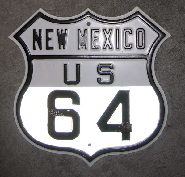 New Mexico - U.S. Highway 87 and U.S. Highway 64 sign.