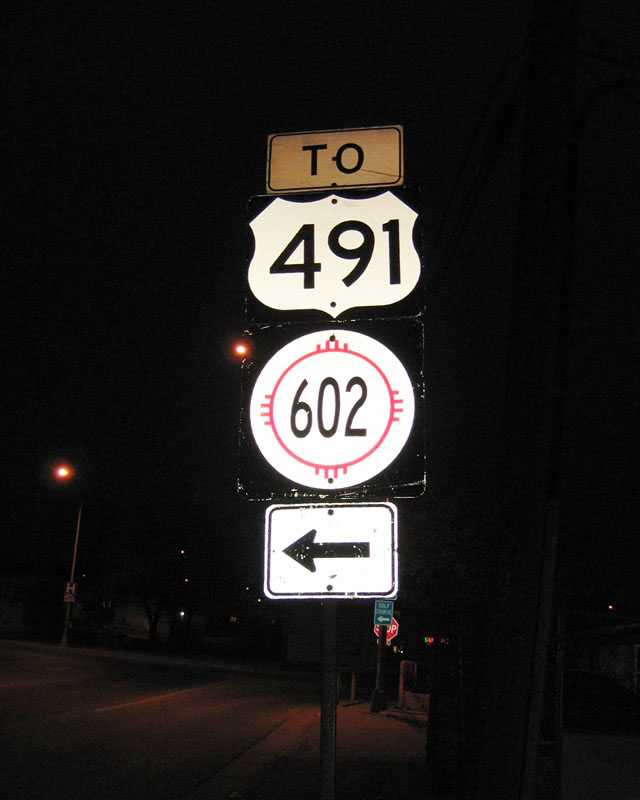 New Mexico - State Highway 602 and U.S. Highway 491 sign.