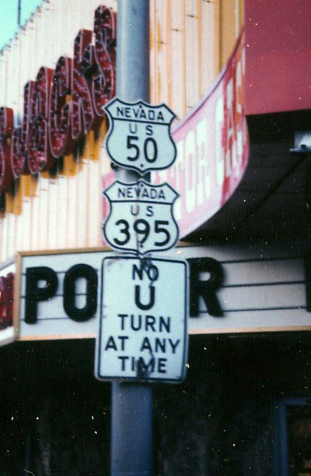 Nevada - U.S. Highway 395 and U.S. Highway 50 sign.