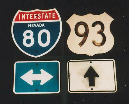 Nevada - U.S. Highway 93 and Interstate 80 sign.