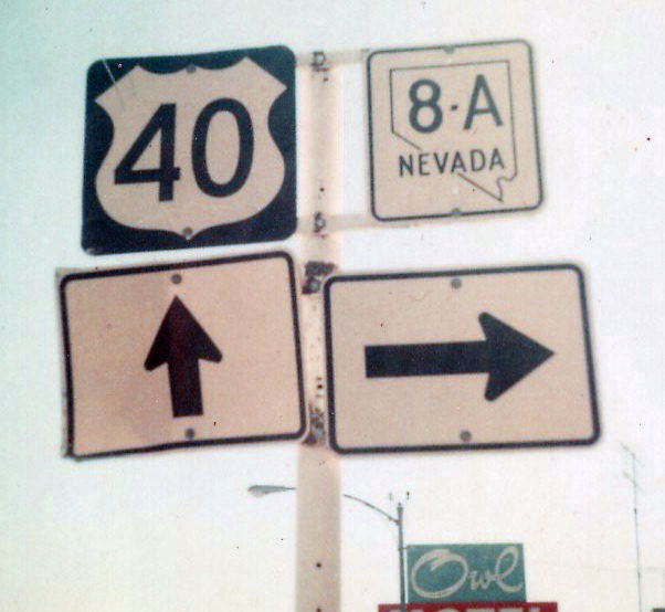 Nevada - state highway 8A and U.S. Highway 40 sign.