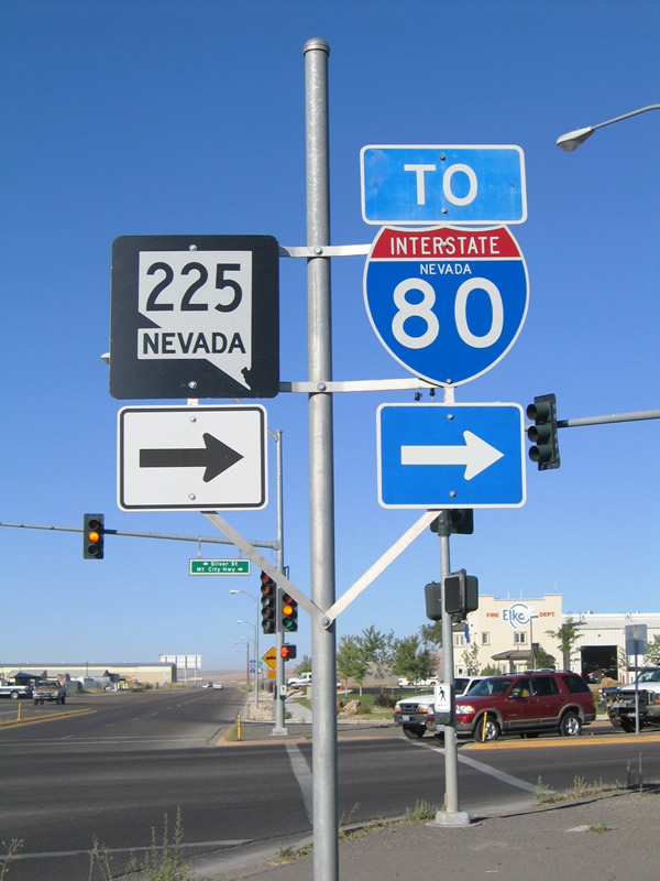 Nevada - Interstate 80 and State Highway 225 sign.