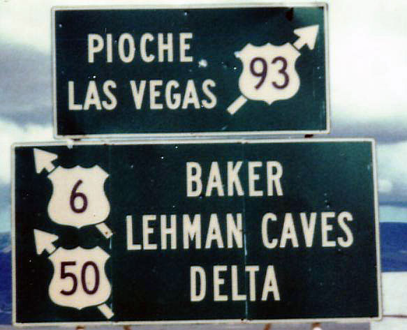 Nevada - U.S. Highway 50, U.S. Highway 6, and U.S. Highway 93 sign.