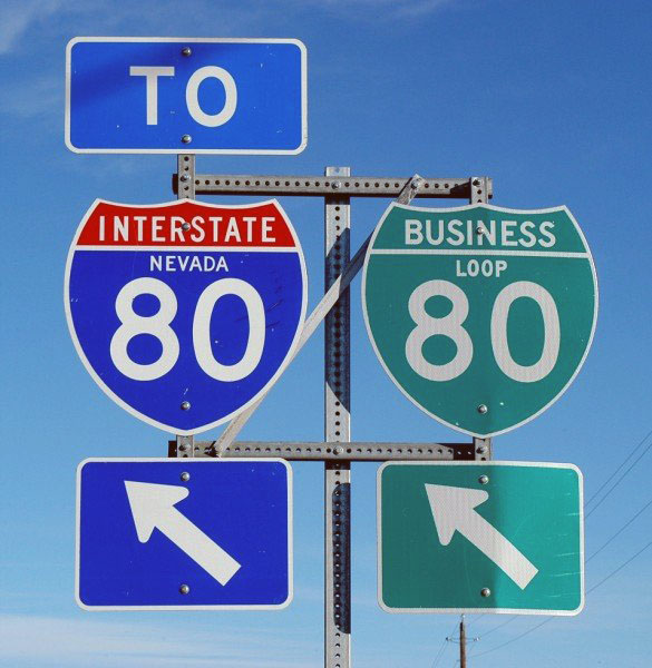 Nevada - business loop 80 and Interstate 80 sign.