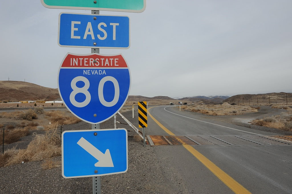 Nevada Interstate 80 sign.