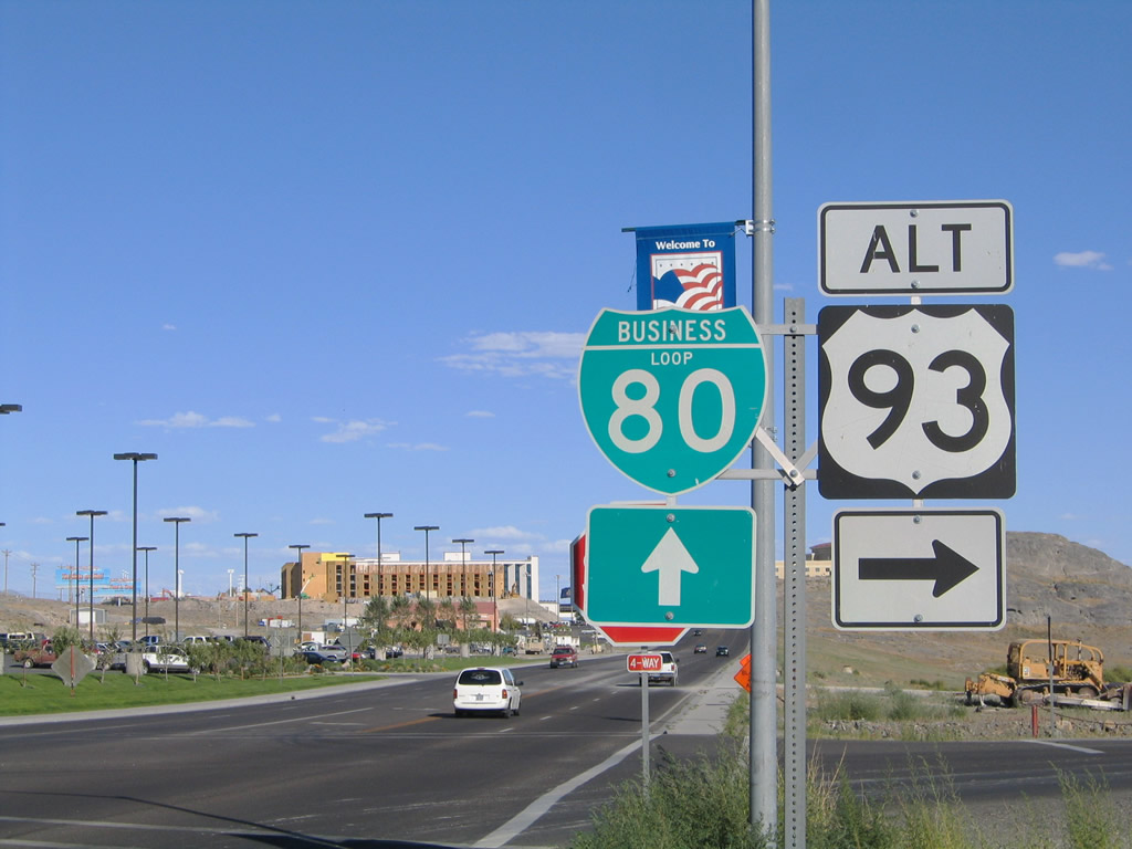 Nevada - business loop 80 and U.S. Highway 93 sign.