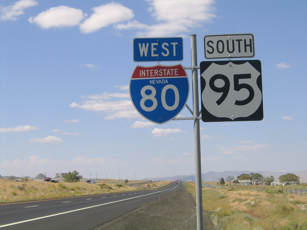 Nevada - Interstate 80 and U.S. Highway 95 sign.