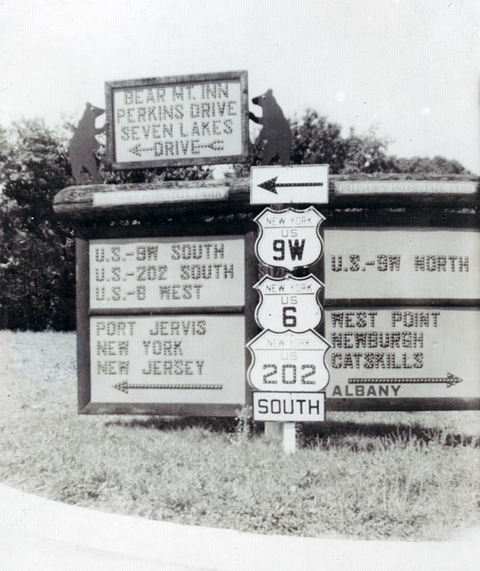 New York - U.S. Highway 6, U. S. highway 9W, and U.S. Highway 202 sign.
