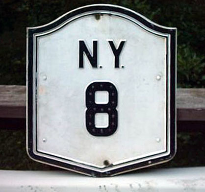 New York State Highway 8 sign.