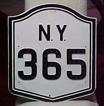 New York State Highway 365 sign.