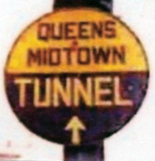 New York Queens Midtown Tunnel sign.