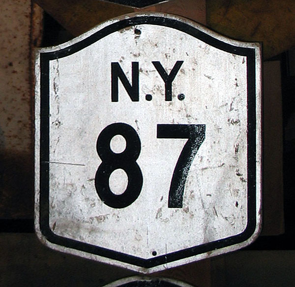 New York State Highway 87 sign.