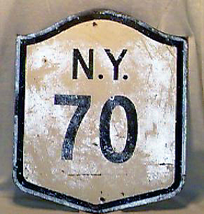 New York State Highway 70 sign.
