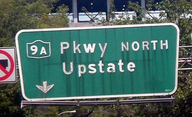 New York state highway 9A sign.