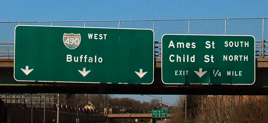 New York Interstate 490 sign.