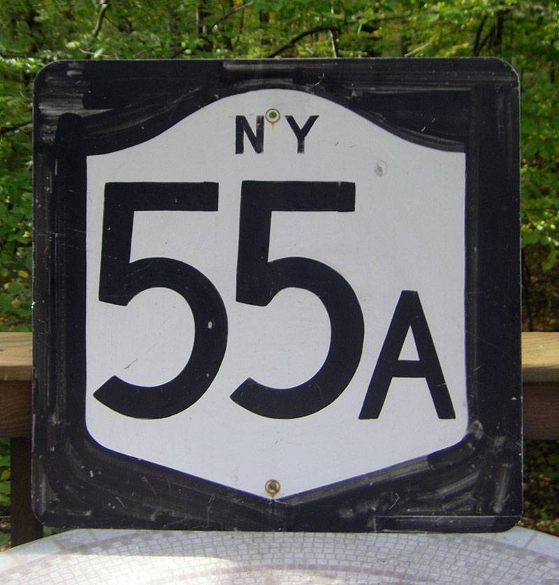 New York state highway 55A sign.